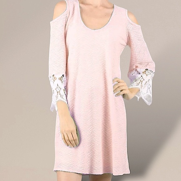 Vava x Joy Han Crochet Lace Sleeve Midi Sheath Dress Apricot Sexy Cutouts - Picture 2 of 14